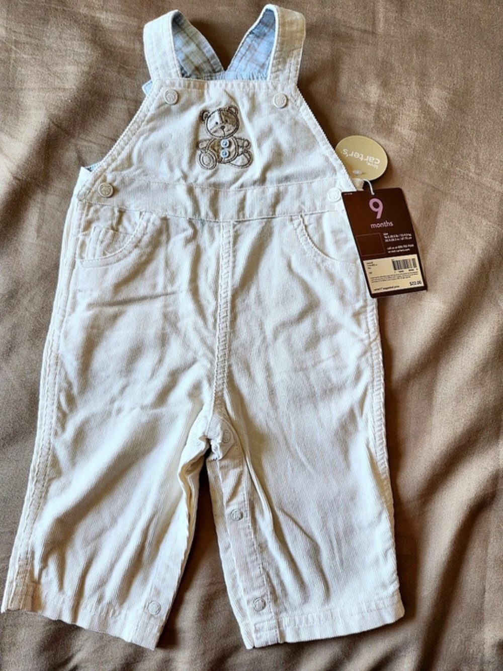 Carter's My 1st Teddy Corduroy Overalls Cream 9 Months